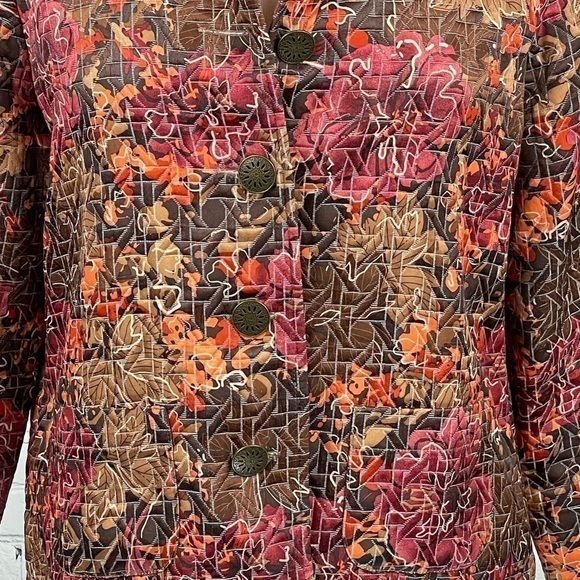 Christopher & Banks Floral/Leaf Pattern Mandarin Collar Blazer Size Large - Picture 7 of 13